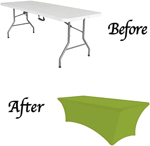 MDS® Pack of 12 Spandex Tablecloth 6FT Tight Fitted Stretch Table Cover – Washable Wrinkle-Free Reusable Elastic Patio Tablecloth for Wedding, Party, Banquet, Trade Show, Event Décor - Apple Green - Image 6