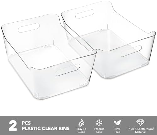 Tiawudi 2 Pack Plastic Storage Bins, Extra Large Pantry Organizer, 13.5" x 10" Clear Storage Containers and Organizer Bins, Multi-Use Bins for Home, Kitchen, Closet and Cabinet - Image 3
