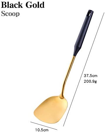 Baikai Kitchen Utensils Set of 7, Titanium Plated Black Gold Cooking Tool Gadgets Stainless Steel Cookware Set with Holder - Image 7