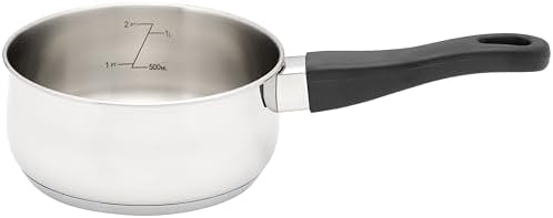 Judge Vista Stainless Steel Saucepan – 16cm Cooking Pan 1L Without Lid, Induction Hob Saucepan, Small Stainless Steel Pan with Stay Cool Handle, Dishwasher & Oven Safe, 25-Year Guarantee by Judge