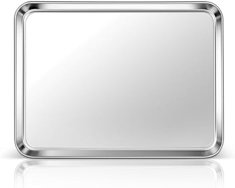 Homikit 1 Pack 16x12 Inch Stainless Steel Jelly Roll Pan, Non Stick | Large Baking Sheet for Oven, Metal Cookie Tray, Non Toxic, Rustproof, Heavy Duty, Mirror Finish, Dishwasher Safe by Homikit