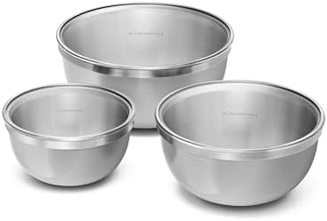 Caraway 6-Piece Stainless Steel Mixing Bowl Set with Glass Lids by Unknown