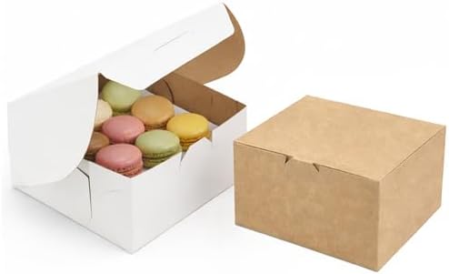 FC Meyer Bakery Boxes - Reversible 6” Classic Cake Box For Pastries & Cookies, Secure Your Bakery Box With Special Side Panel Clips & A Front Tuck Lock, Made In USA, Size 6 x 6 x 3 (Pack of 50) by FCMeyerPackagingLLC