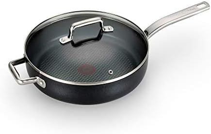 T-Fal ProGrade Nonstick Jumbo Cooker W/Lid & Helper Handle, 5 Quart, Induction, Oven Broiler Safe 500F, Cookware, Non Stick Saute Pan, Deep Frying Pan, Kitchen, Pots and Pans, Dishwasher Safe, Black by T-falbrand
