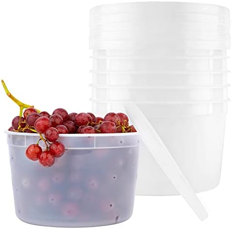 BluShine Deli Containers with Lids, Plastic Food Storage Containers | 64 oz, 12 sets Plastic Deli Food Storage Containers with Airtight Leak Proof Lids, Reusable, Microwave and Freezer Safe by Home