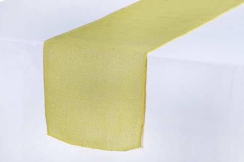 MDS® Pack of 10 Natural Burlap Table Runner, 12 x 72 Inch, Jute Rustic Farmhouse Boho Table Decor for Wedding Reception, Dining Table, Bridal Shower, Baby Shower & Party Decorations - Yellow - Image 3