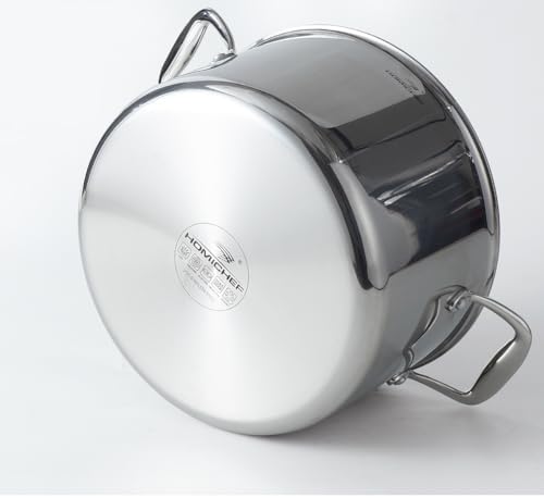 HOMICHEF Mirror Polished NICKEL FREE Stainless Steel 7 QT(Quart) Stock Pot with Glass Lid (No Toxic Non Stick Coating, Whole-Clad 3-Ply) - Triply Stainless Steel Pots and Pans - Soup Pots with Lids - Image 5