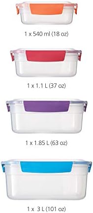 Joseph Joseph Nest Lock, 4 Piece Plastic Food Kitchen Storage Container set with lids, Leak Proof, Airtight, Space Saving, BPA free- Multicolour - Image 2