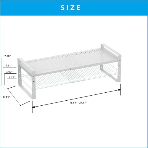 Expandable,Adjustable & Stackable Spice Rack, Cabinet Kitchen Countertop Shelf Organizer,Metal Pantry Storage Shelves - Space-Saving Storage Solution(1Pack/White/Medium) - Image 5