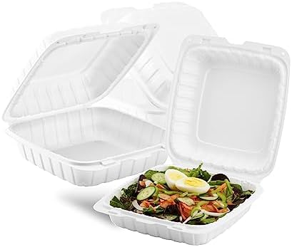 KARAT EARTH Clamshell Take Out Food Containers [8"x8" - 200 ct] To Go Containers | Microwavable, Freezer Safe, Soak-Resistant, Durable, Stackable | Vented for Hot/Cold Foods, White - Image 6