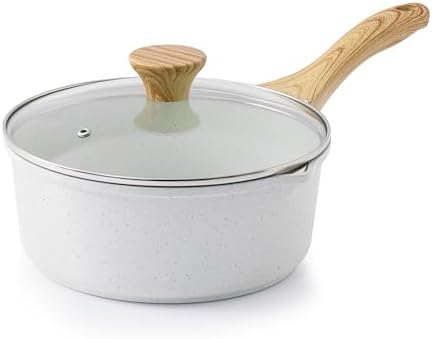 SENSARTE 3 Quart Ceramic Nonstick Saucepan with Double Pouring Spout by SENSARTE