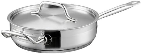 TrueCraftware- 3 Qt. Stainless Steel Sauté Pan with Lid and Welded Hollow Handle- Commercial Chef Skillet Fry Omelet Stir Fry Pan Induction Cookware by Unknown