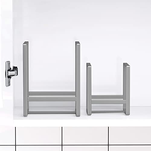 4PCS Plate Holders Organizer, Metal Dish Storage Dying Display Rack for Cabinet, Counter and Cupboard, Grey,2 Small and 2 Large - Image 3