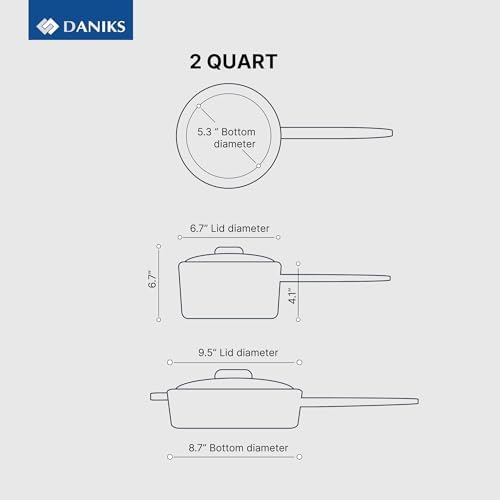Daniks Oslo 10-Piece Stainless Steel Cookware Set with Glass Lids, Includes Saucepan and Frying Pan with Lid, Tri-Ply Bases for Even Heating, Induction Compatible, Dishwasher Safe, Bakelite Handles - Image 4
