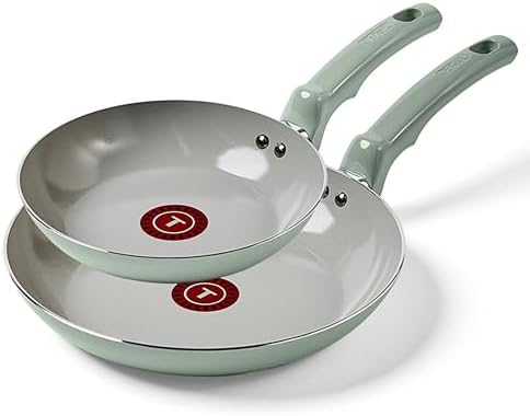 T-Fal Refresh Ceramic Nonstick Frying Pan Set 8" & 10" Skillets Mint Green by T-falbrand