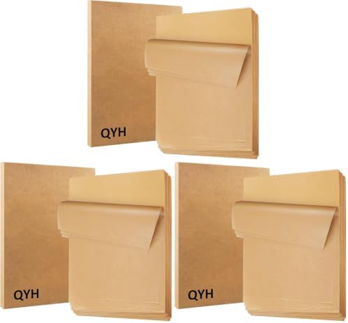 QYH 300 Pcs Parchment Paper Sheets for Baking, 8x12 Inches Unbleached Precut Parchment Paper for Baking Cookies, Frying, Air Fryer, Cooking, Grilling Rack, Oven (Pack of 3) by QYH
