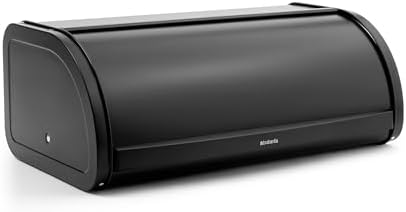 Brabantia Roll Top Bread Box | Large | Matt Black | Metal Front Opening Bread Store for Kitchen Countertop | Partly Flat Top for Extra Storage, Magnet Closing Lid | Fits 2 Loaves - Image 2
