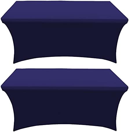 2 Pack Stretch Spandex Table Covers (Navy Blue, 6 Foot) by Valentina+CoverCo