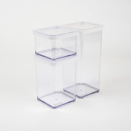 Rotho Loft Set of 3 Storage Containers, Various Sizes, Food-Grade Plastic (SAN) BPA-Free, Transparent/White, 1 x 0.5 Litre + 1 x 1.5 Litre (21.2 x 11.4 x 23.5 cm) by Rotho