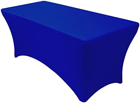 MDS® Pack of 12 Spandex Tablecloth 6FT Tight Fitted Stretch Table Cover – Washable Wrinkle-Free Reusable Elastic Patio Tablecloth for Wedding, Party, Banquet, Trade Show, Event Décor - Royal Blue by MDS