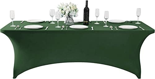 MDS® Pack of 5 Spandex Tablecloth 4FT Tight Fitted Stretch Table Cover – Washable Wrinkle-Free Reusable Elastic Patio Tablecloth for Wedding, Party, Banquet, Trade Show, Event Décor - Green - Image 2