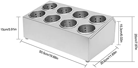 8 Holes Stainless Steel Utensil Holder, Commercial Cylinder Flatware Silverware Utensil Holder Caddy Drying Rack Countertop Silverware Organizer for Restaurant Hotel Buffet - Image 7