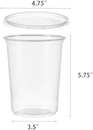 FULING [44 Sets - 32 oz. Plastic Deli Food Storage Soup Togo Containers With Airtight Lids Clear Disposable Takeout Quart Container … - Image 2