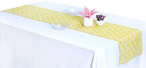 MDS Pack of 5 Wedding 12 x 108 inches Lace Table Runner for Wedding, Decorations for Birthday Parties, Banquets, Graduations, Engagements, and Runners fit Rectangle, Round Table- Yellow - Image 4