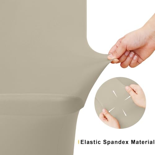 Smiry 2 Pack Spandex Table Cloth 4FT, Elastic Fitted Taupe Tablecloth - Image 4