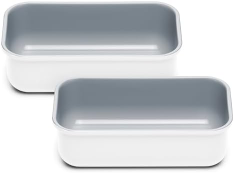 Caraway Non-Stick Ceramic-Coated 1 lb Loaf Pan Duo | Naturally Slick Ceramic Coating, Non-Toxic, PTFE and PFOA Free, Perfect for Pound Cakes, Breads, and More, White by Unknown
