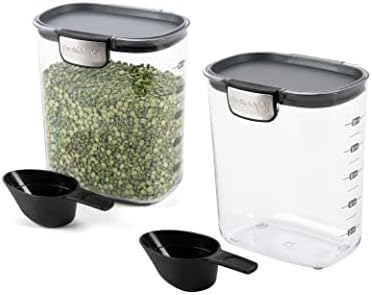 Progressive International ProKeeper+ Clear Plastic Airtight Food Baker's Kitchen Storage Organization Container Canister Set with Magnetic Accessories, 2- Piece Set (Grain 2.5-Quart) by ProgressiveInternational