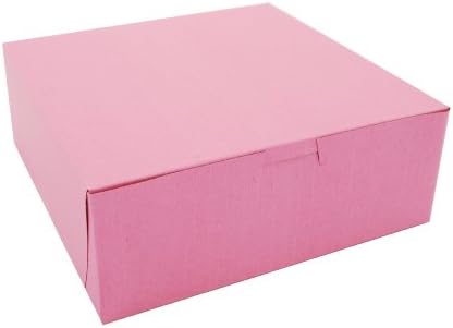 Southern Champion Tray 0837 Pink Paperboard Non-Window Lock-Corner Bakery Box, 8" Length x 8" Width x 3" Height (Case of 250) by SouthernChampionTray