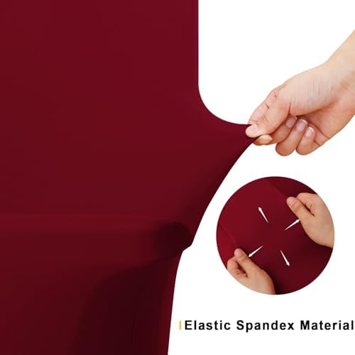 Smiry 2 Pack Spandex Table Cloth 6FT, Elastic Fitted Wine Red Tablecloth - Image 4