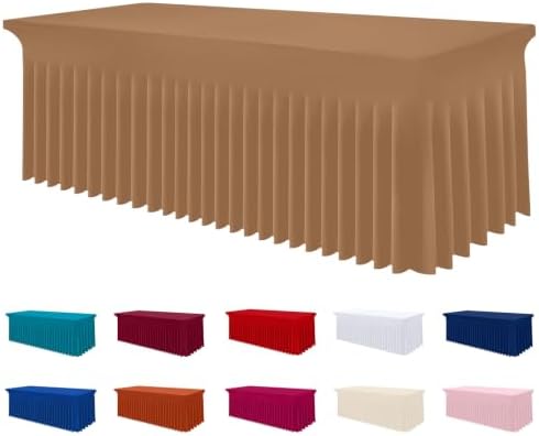 Smiry Spandex Elastic Fitted Table Cloth Skirt for 8FT Rectangle Table by Smiry