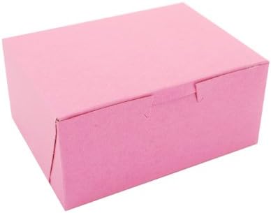 SCT 0803 Pink Paperboard Non-Window Lock-Corner Bakery Box, 6" Length x 4-1/2" Width x 2-3/4" Height (Case of 250) by SouthernChampionTray