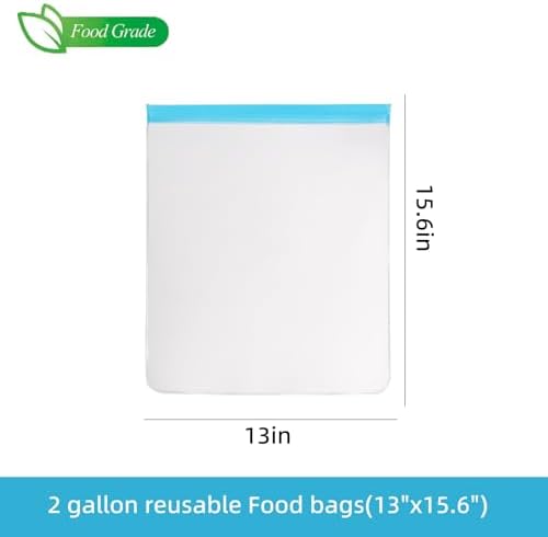 12 Pcs 2 Gallon Reusable Food Storage Freezer Bags, Large Capacity, BPA Free Reusable Food Pouches, Used For Home Food Storage And Camping (Multicolor 12 Pack) - Image 2
