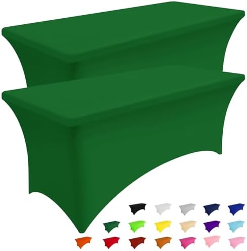 Smiry 5Pack Spandex Table Cloth 6FT, Elastic Fitted EmeraldGreen Tablecloth by Smiry