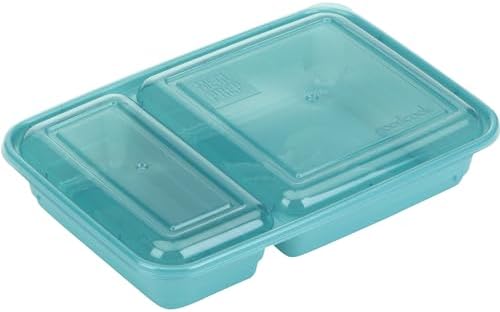 GoodCook Meal Prep Rectangle Two Compartment 60-Piece, Teal, Made without BPA (Pack of 4) - Image 3