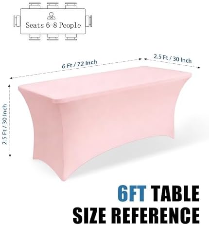 6FT Pink Table Cloth - 2 Pack Fitted Stretch Rectangle Spandex Tablecloth, Washable Table Cover for Party, Picnic, Wedding, Banquet, Birthday and Festival(30" x 72") - Image 3