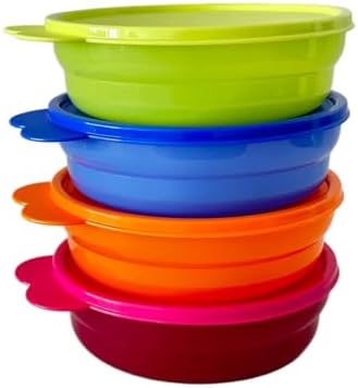 TupperwareSet Microwave Reheatable Cereal Bowls (500mL/2 Cup) Set of 4 Summer Color by Unknown