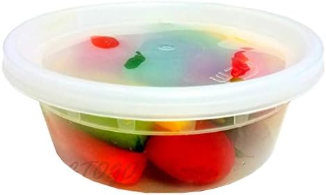 PCM 8 oz. Heavy Duty Round Deli Food Soup Plastic Container w/Lid 100% BPA Free (Pack of 72 Sets) by Unknown
