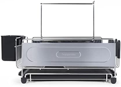 happimess Dish Drying Rack Compact Stainless Steel, 17.25", Silver/Black - Image 3