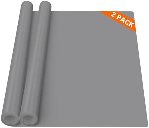 2 Pack Silicone Mats, 35.4"x23.6" Silicone Mats for Kitchen Counter, 2MM Thick Heat Resistant Mat, Waterproof Countertop Protector, Non-Slip Kitchen Counter Mat, Light Gray by WelcometoULTIBE