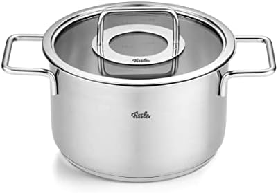 Fissler Pure Collection 5-Piece Stainless Steel Saucepan Set with Glass Lids (3 Saucepans, 1 Stewing Pan 1 Saucepan) - Induction - Image 3