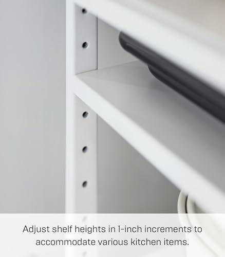 YAMAZAKI Home Kitchen Storage Rack, 3-Tier Adjustable Shelves, Steel, White - Image 4