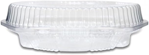 LBH-881 Clear Circular OPS Plastic Hinged Locking Lid Food Pie Container, 8" Diameter | 100/Case - Image 3