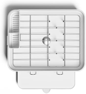 simplehuman Steel Frame Dishrack, Compact Dish Drying Rack for Small Kitchens, 360º Easy Drain Swivel Spout, Anti-Residue Coating, Moisture Control Surface, White - Image 5