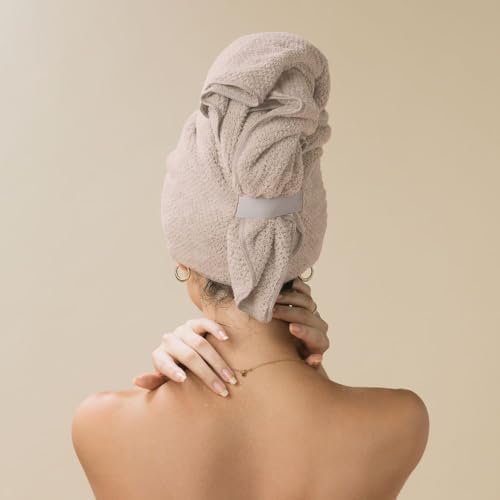 VOLO Hero Hair Towel Tube - Super Absorbent Quick Dry, Large Wrap - Latte - Image 2