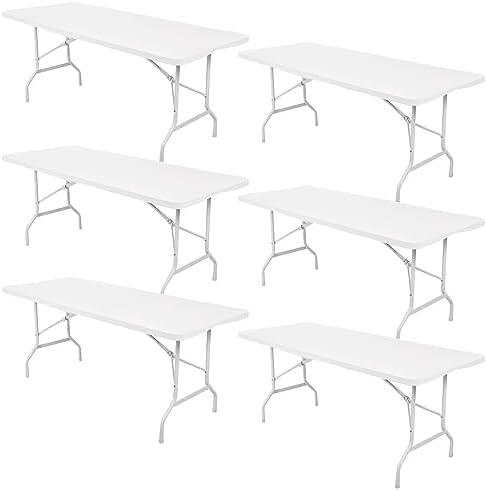 6 Pack Spandex Table Top Cover for 6FT Rectangle Tables, Stretch Fitted Tablecloth Washable Rectangle Table Covers with Elastic Edge for Indoor Outdoor Party Picnic Camping (30" W x 72" L, White) by Fivenl