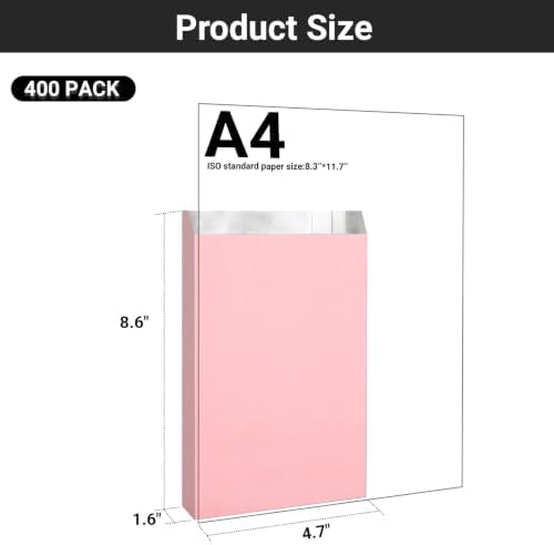 EUSOAR Foil Bags for Food, 400 Pcs 4.7"x8.6"x1.6" Pink Burger Bags Hot Dog Sandwich Hamburger Wrappers Bags, Disposabl Aluminum Snack Serving Bag Kitchen Grease Bag Pouches for Fast Food BBQ Take-out - Image 2